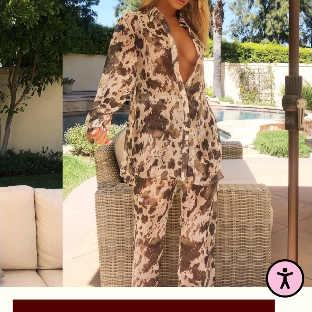 PrettyLittleThing Brown Cow Beach Set